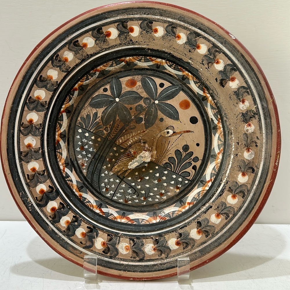 TONALA Vintage Hand Painted Mexican Pottery Wall Plate